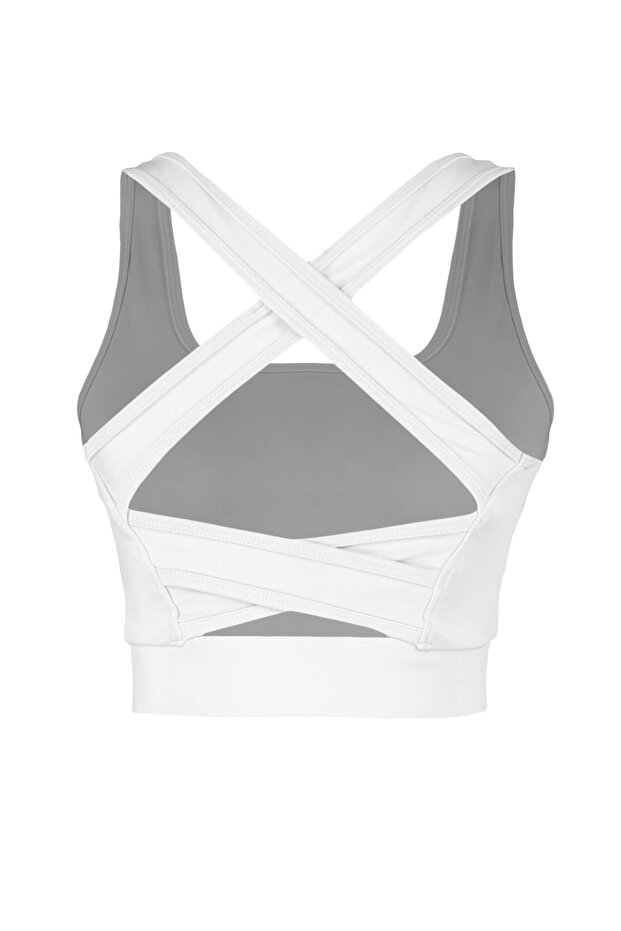 Beyaz Destekli/Şekillendirici Sırt Detaylı Kalın Askılı Örme Spor Sütyeni TWOSS22SS0040 - 9