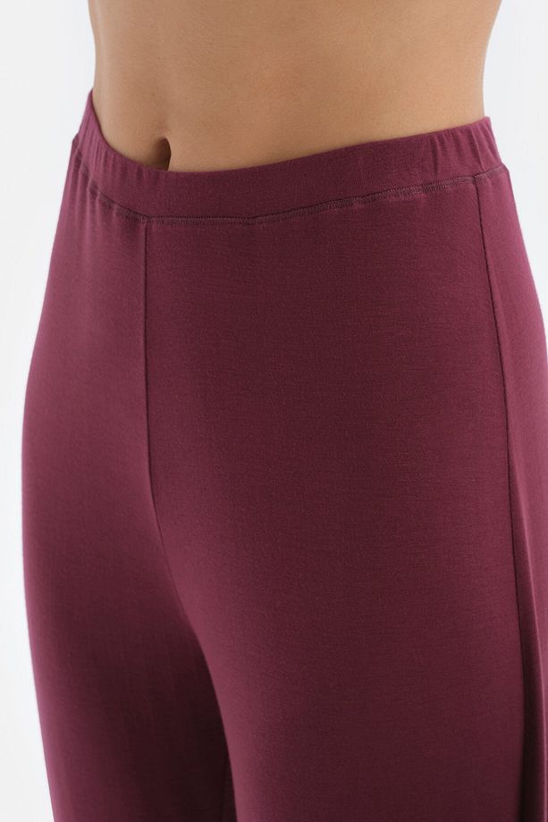 Bordo Kayık Yaka Uzun Kol Örme Pijama Takım - 6