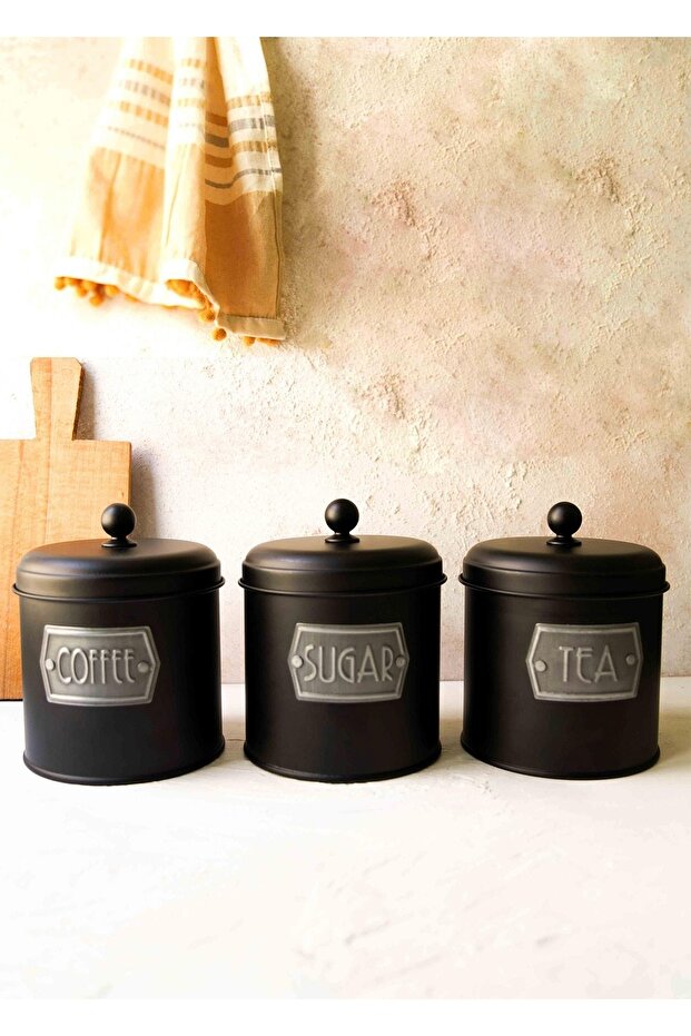 Tea Sugar Coffee Jar 1.70 Lt Black