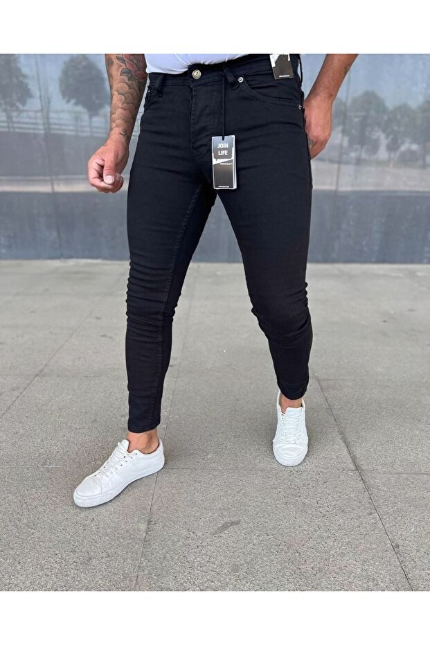 Men's Black Slim Fit Lycra Denim Pants Jeans Ankle Mold