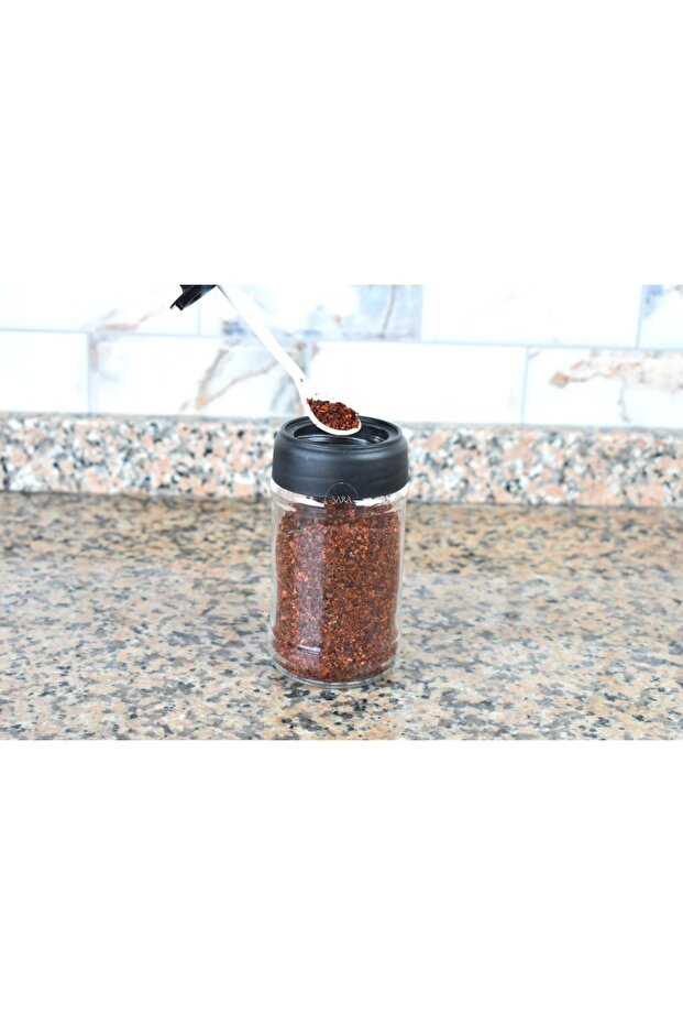 Glass Spice Bowl with Rotating Lid and Spoon 320 Cc - 1