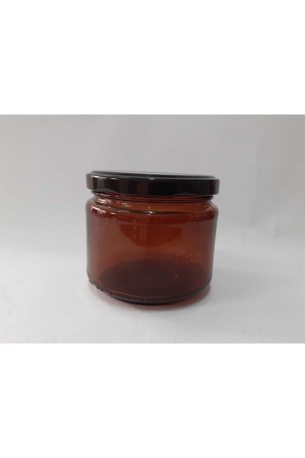 6 Pieces 300 Cc Amber Colored Glass Jar with Black Lid