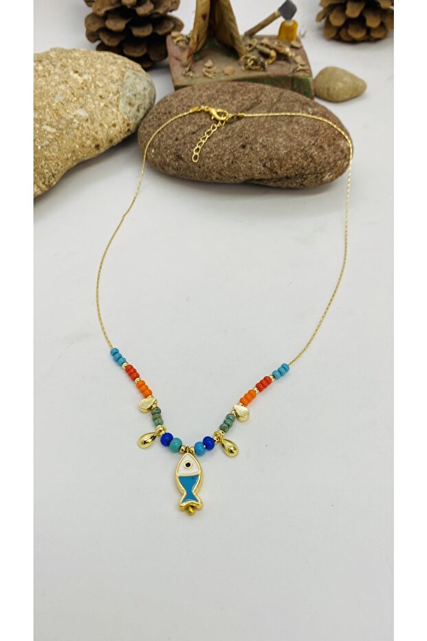Handmade Ethnic Authentic Hippie Bohemian Enamel Fish Necklace