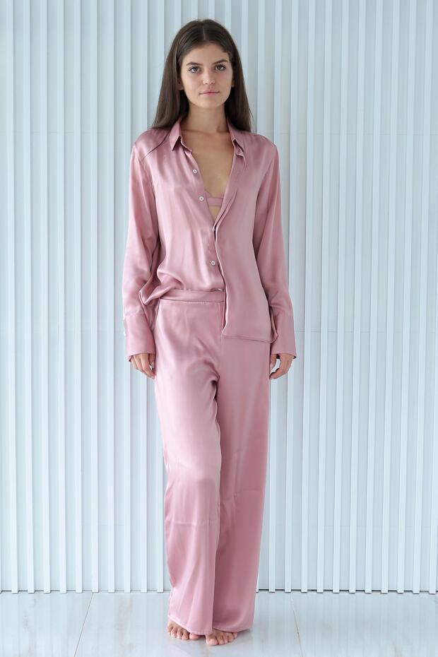 Saf Ipek Pijama Takımı Seti - 1
