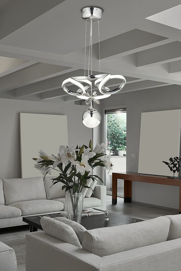 Luxury Modern Sarkıt Led Avize Krom Ledli Avize Kademeli 3 Renk - 1