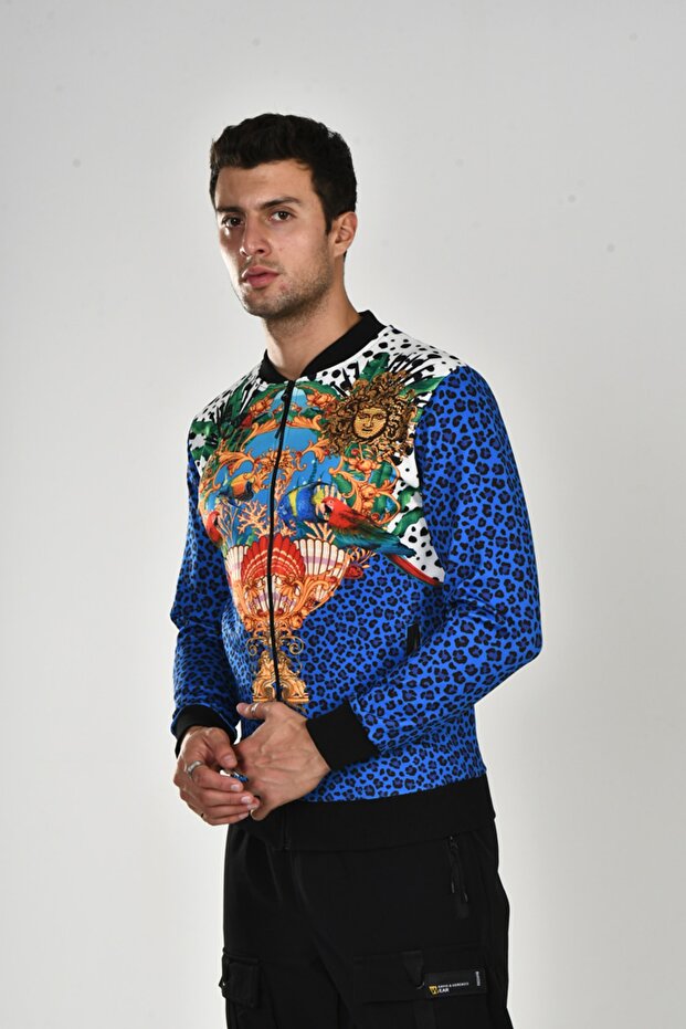 سترة منقوشة بنقشة الفهد الأزرق من ساكس - 4