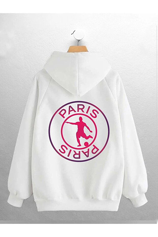 Plus Size Hooded Paris Football Back Printed Hoodie Sweatshirt