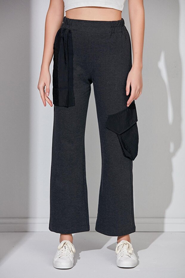 Yüksek Bel Boru Paça Cepli Eşofman Altı b221301 - 1