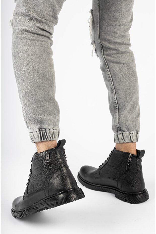 Hakiki Deri Siyah Erkek Deri Bot Mrd15-0505 - 4