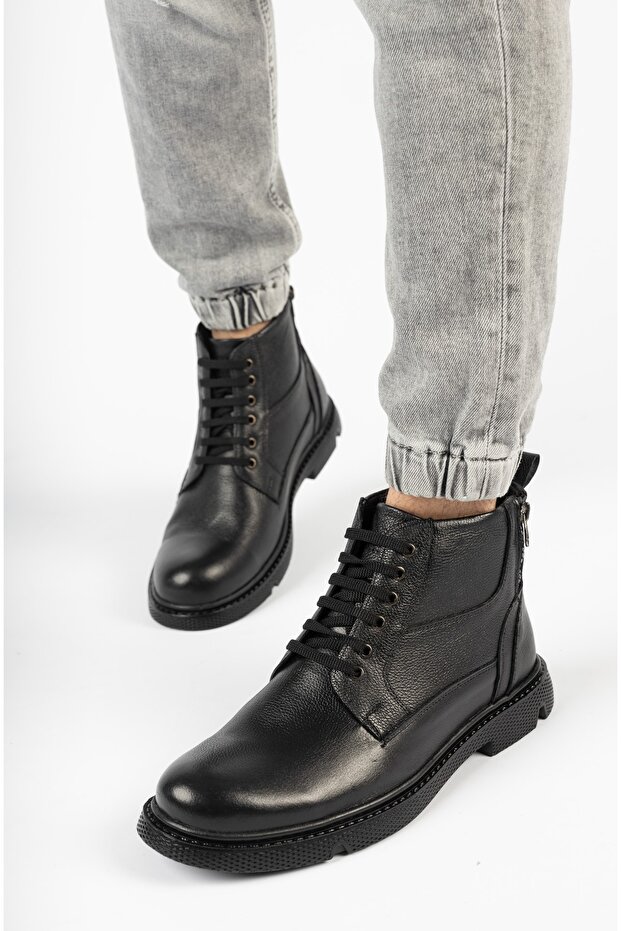 Hakiki Deri Siyah Erkek Deri Bot Mrd15-0505 - 5
