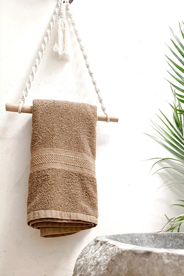 Bohem Ahşap Halkalı Makrome Püsküllü Rulo Havlu Askısı & Rulo Peçete Askısı - 1