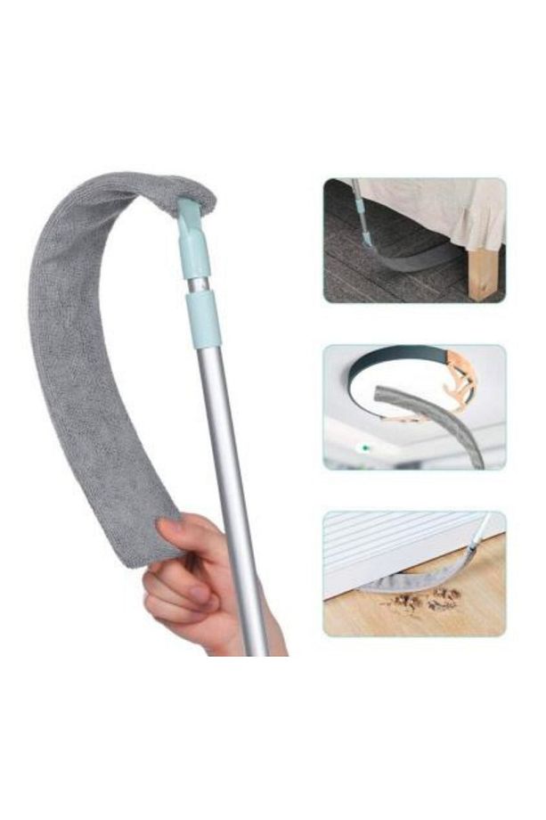 Kovalı Kelebek Yer Silme Aparatı Mop Ve Mikrofiber Toz Alma Aparatı Başlığı 2'li Kolay Temizlik Seti - 3