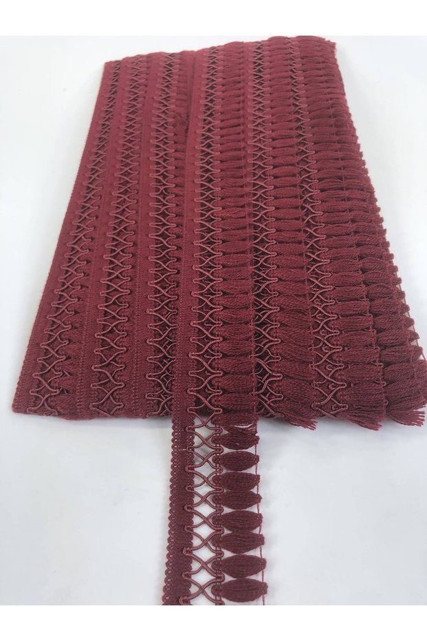 Burgundy Crossed Decorative Fringe Ribbon Tassel – Decorative Ribbon, Stylish Design, Women's Accessory – Decor