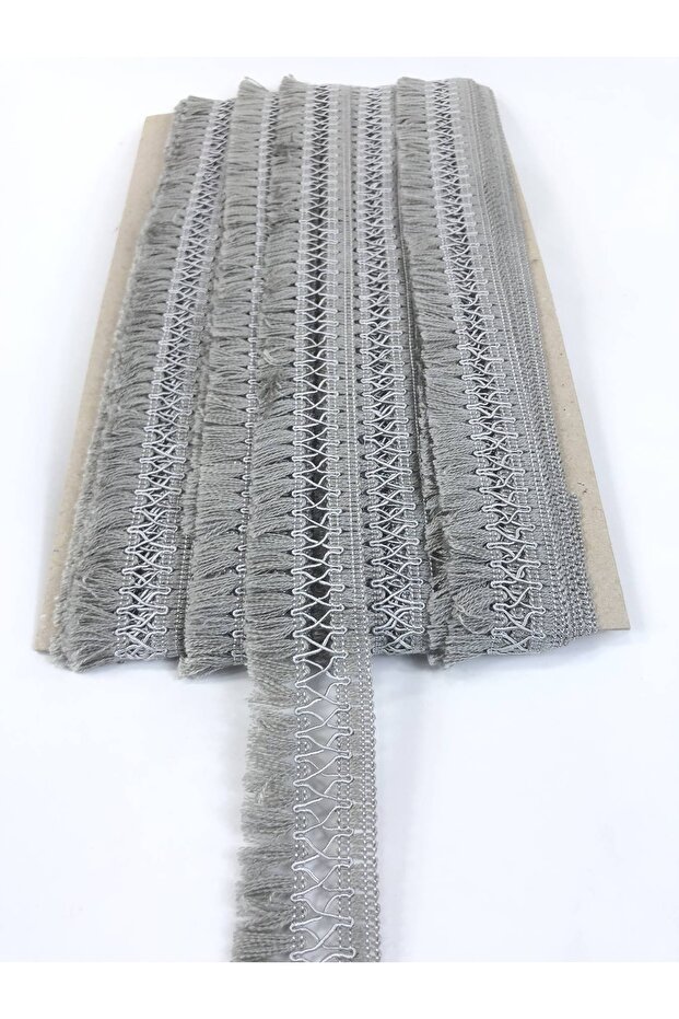 Gray Crossed Decorative Fringe Ribbon Tassel Width 4 cm - Price Is for 1 Meter - Decorative Ribbon, Stylish Design