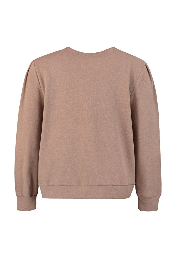 Taş Bisiklet Yaka Selanik İnce Örme Büyük Beden SweatshirtTBBAW23AO00069 - 6