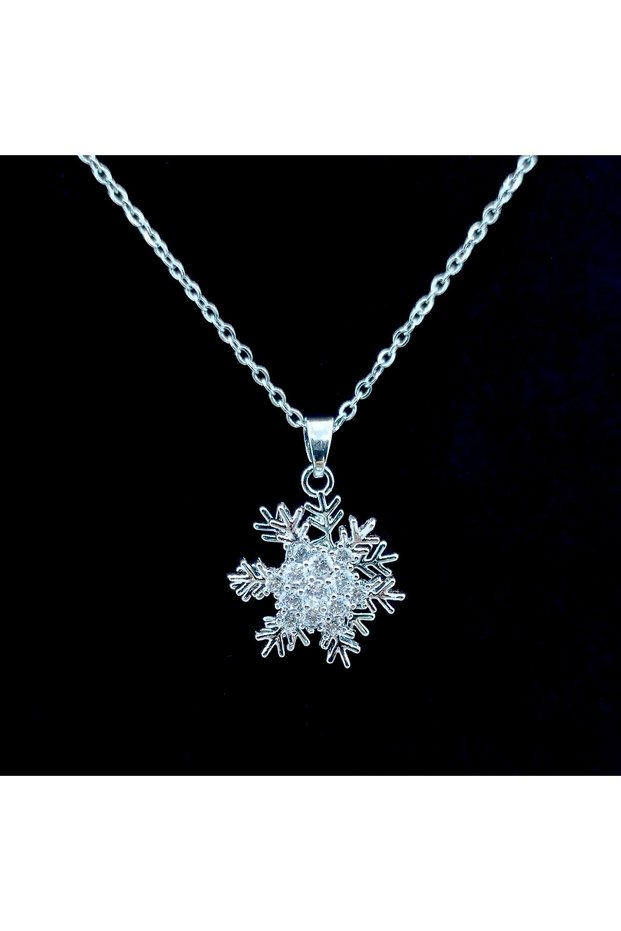 Women's Stress Steel Necklace Rotating Snowflake Gold Silver K5060