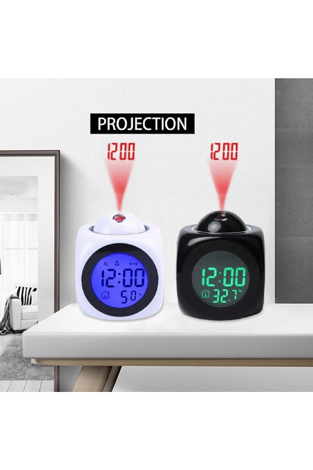 Çok Fonksiyonlu Dijital Alarmlı Lcd Projeksiyon Sıcaklık Göstergesi Erteleme Çalar Saat - 1