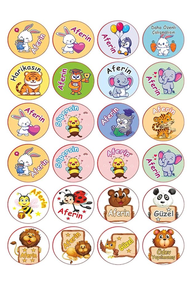 Cute Animals Cat Dog Homework Label Sticker Teacher Well Done You're Great Labels 210 Pcs