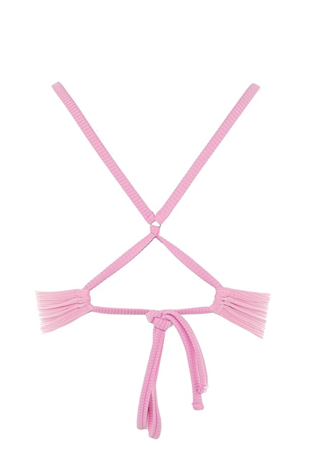 Mor Dokulu Üçgen Push Uplı Bikini Üstü TBESS21BU0010 - 8
