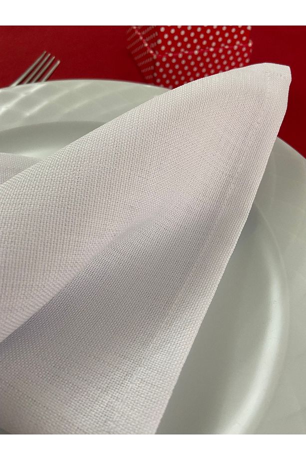 Simsiz Keten Dertsiz Kumaş Servis Peçetesi 6'lı Set Beyaz - 3