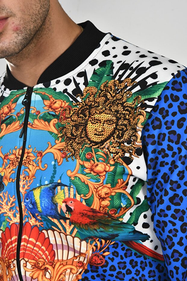 سترة منقوشة بنقشة الفهد الأزرق من ساكس - 2