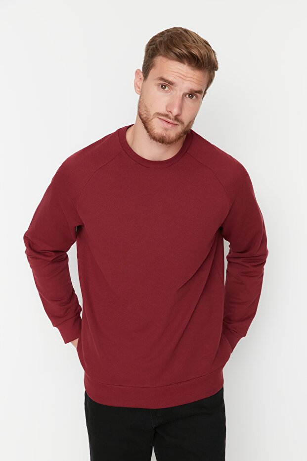 Bordo Regular/Normal Kesim İçi Polar/Sıcak Tutan Sweatshirt TMNAW23SW00189 - 2