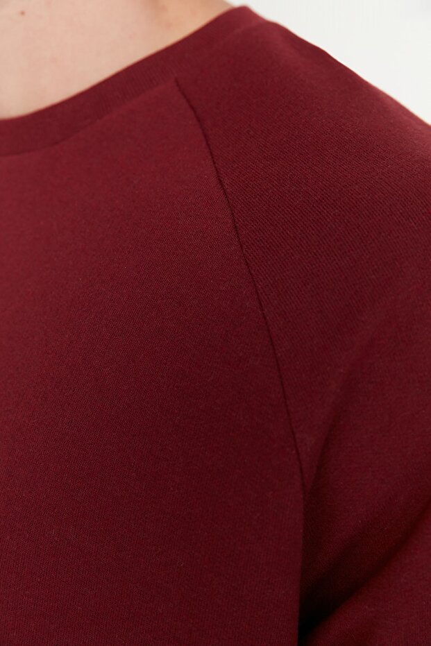 Bordo Regular/Normal Kesim İçi Polar/Sıcak Tutan Sweatshirt TMNAW23SW00189 - 3