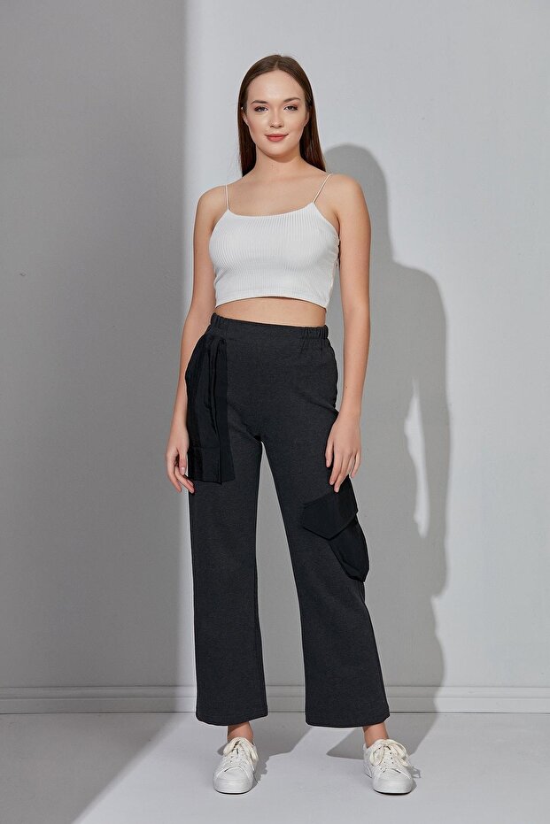 Yüksek Bel Boru Paça Cepli Eşofman Altı b221301 - 2