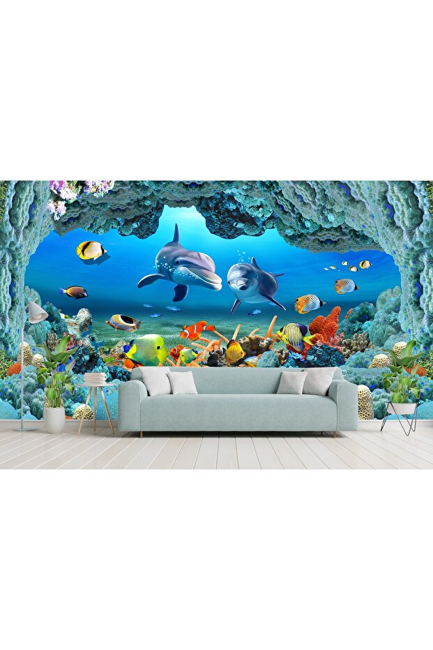 Akvaryum Temalı Tek Parça Duvar Kağıdı - 2