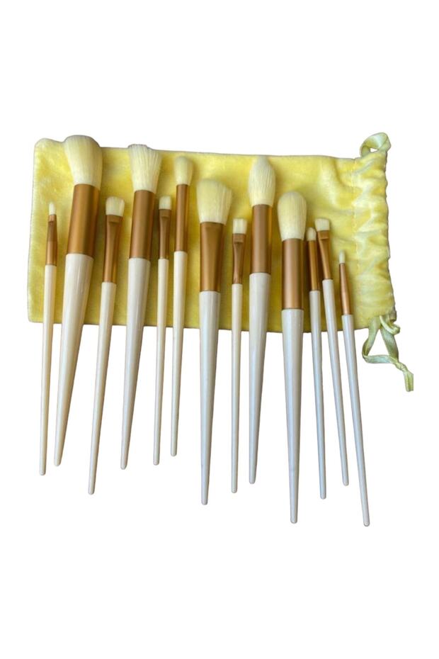 Cream Color Eye and Skin Makeup Brush Set of 13 - 1