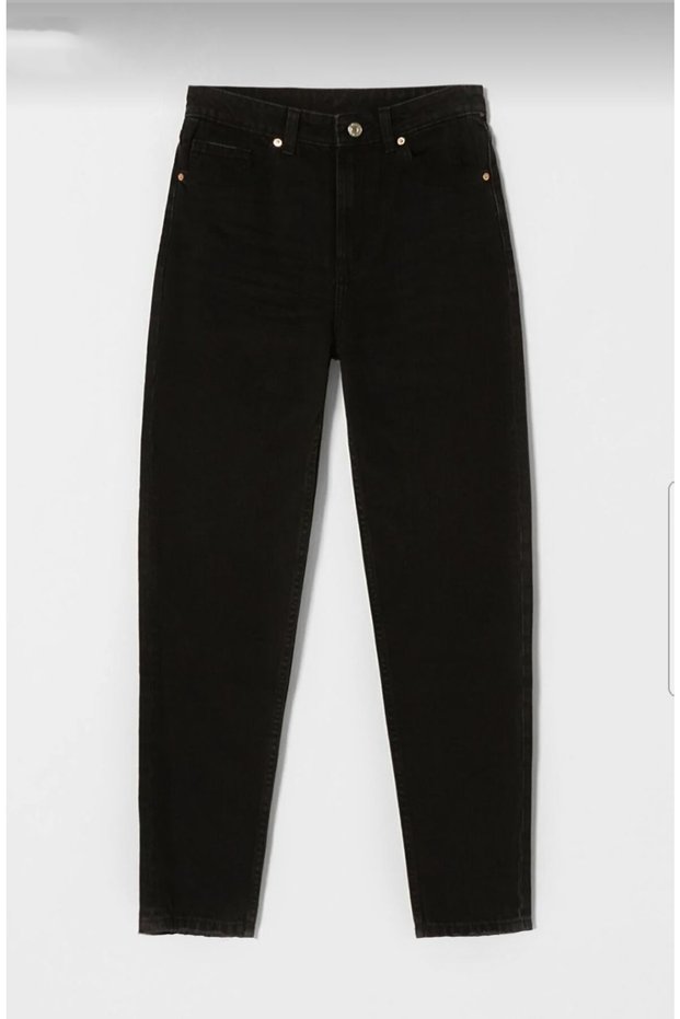 Black High Waist Lycra Mom Jeans