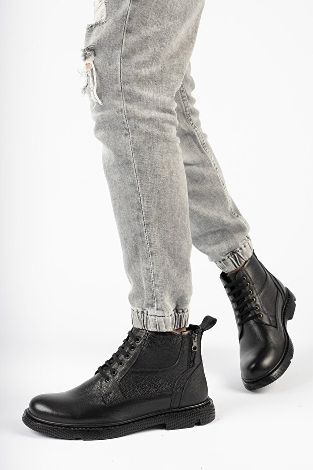 Hakiki Deri Siyah Erkek Deri Bot Mrd15-0505 - 3