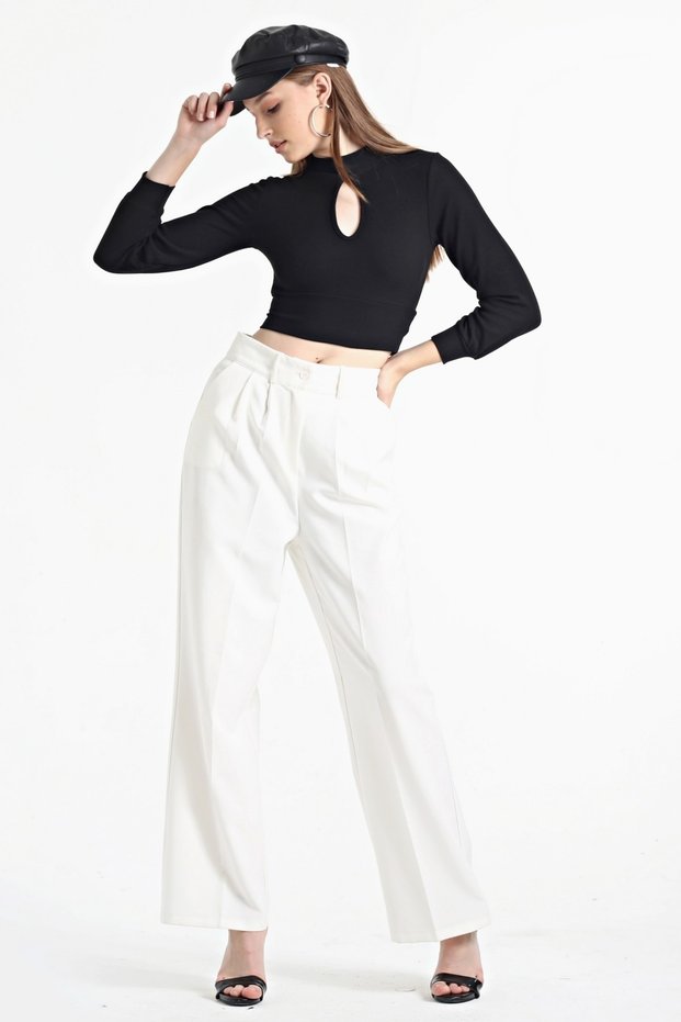Women's Black Front Window Detailed Blouse