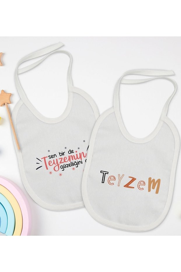 Kids Aunt Designed 2-Piece White Baby Bib-3