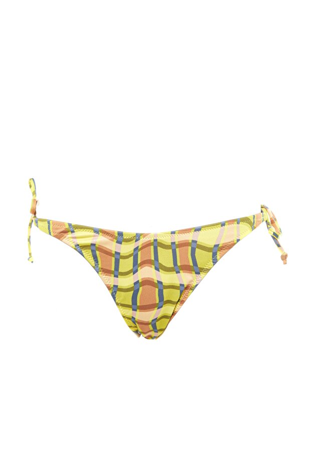 Ekose Desenli Bağlamalı Normal Paça Bikini Altı TBESS23BA00034 - 6