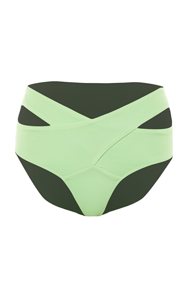 Yeşil Cut Out Detaylı Yüksek Bel Normal Paça Bikini Altı TBESS20BA0184 - 6