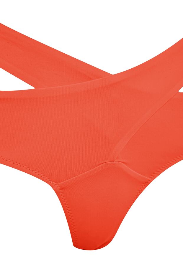 Kırmızı Cut Out Detaylı Hipster Yüksek Bel Bikini Altı TBESS20BA0184 - 7