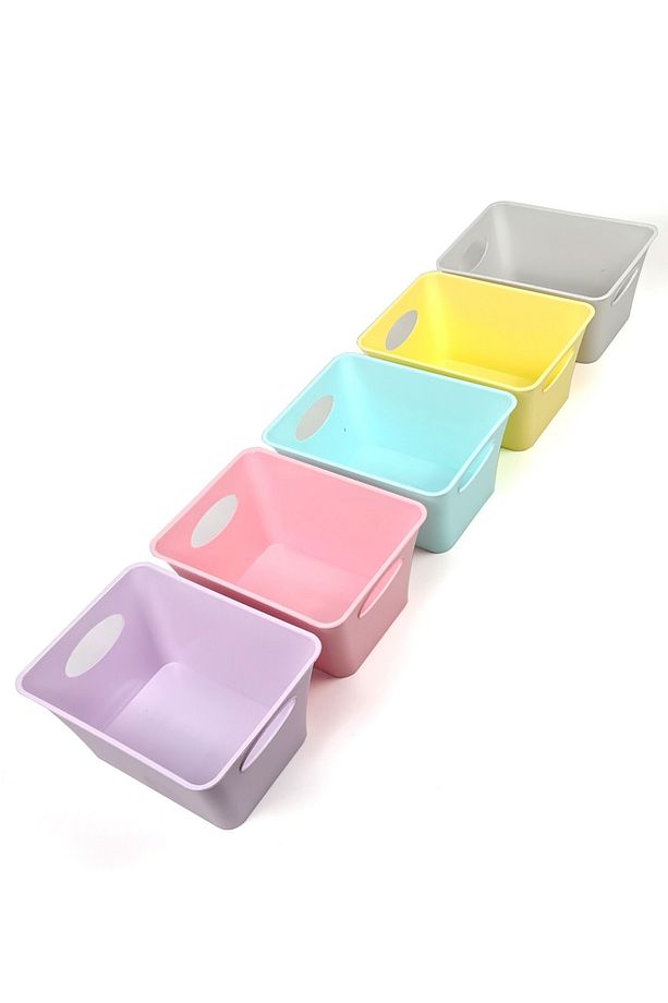 5 Adet Düzenleyici Kutu Saklama Kutusu Seti 5 Parça Renkli 21x15x10,5cm Df027 - 4