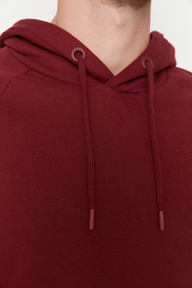 Bluza z kapturem z polaru w kolorze claret red - krój regularny TMNAW23SW00194 - 4