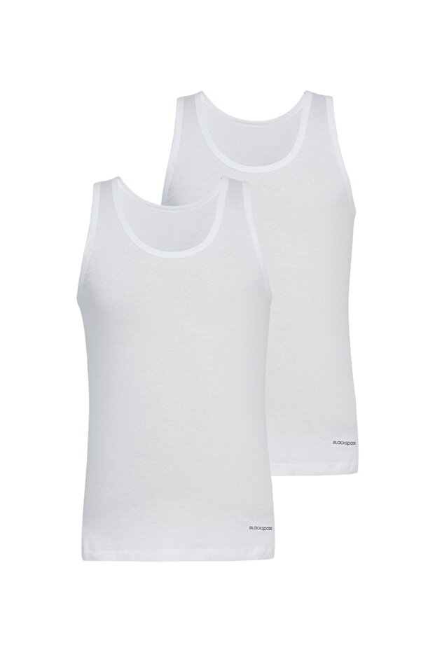 Black Spade 9225 Loose Fit 100% Cotton Men's Tank Top White