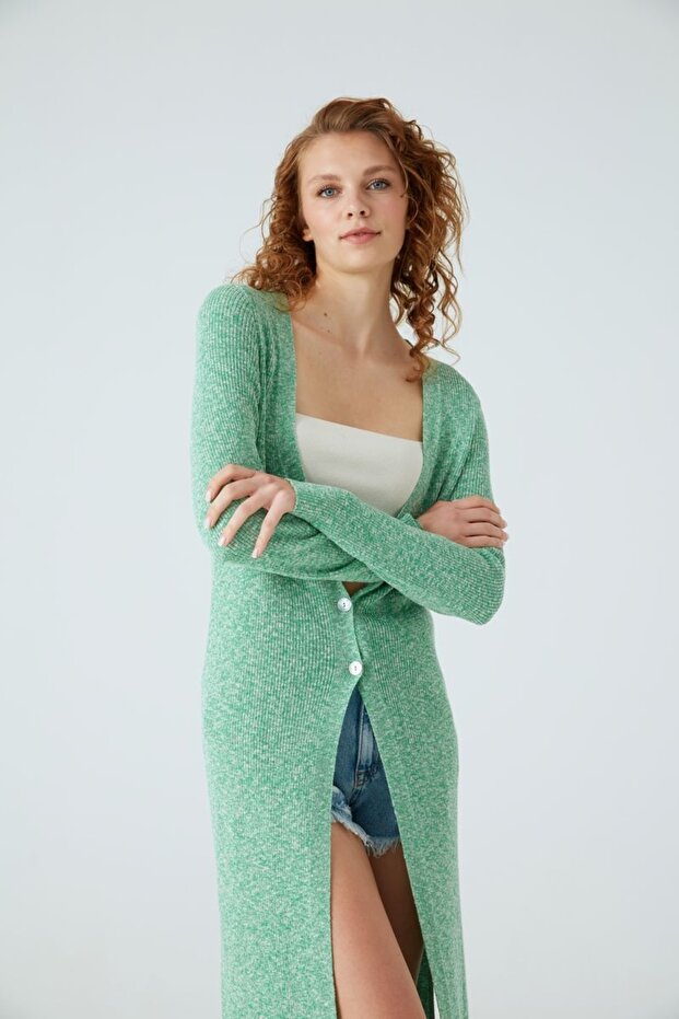 Ζακέτα Maxi Slit V-Neck - 3
