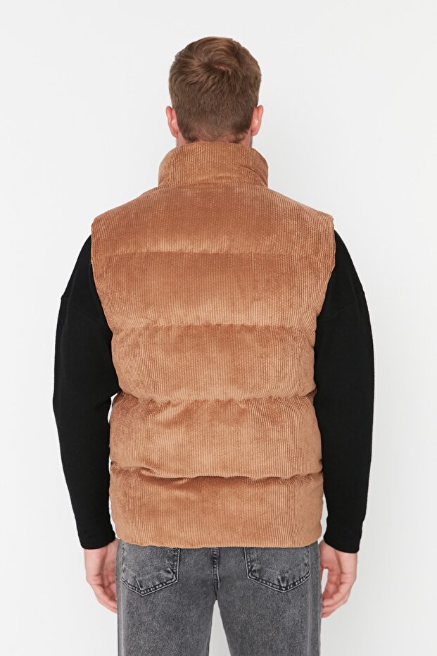 Camel Erkek Regular Fit Kışlık Kadife Yelek TMNAW23YE00013 - 4