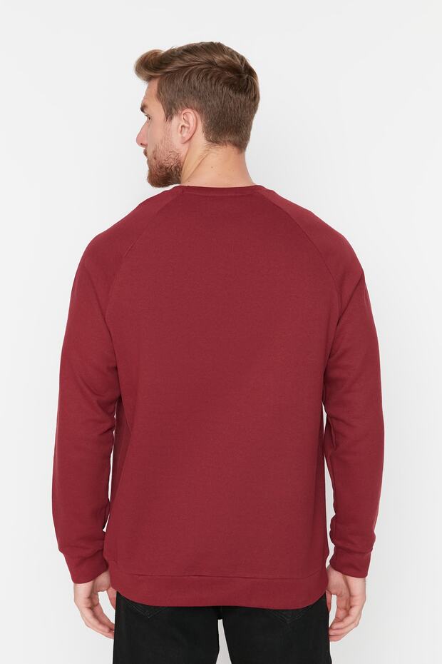 Bordo Regular/Normal Kesim İçi Polar/Sıcak Tutan Sweatshirt TMNAW23SW00189 - 5