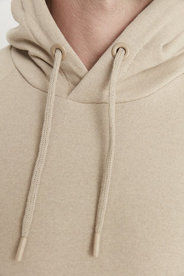 Bej Regular/Normal Kesim Kapüşonlu İçi Polar/Sıcak Tutan Sweatshirt TMNAW23SW00194 - 2