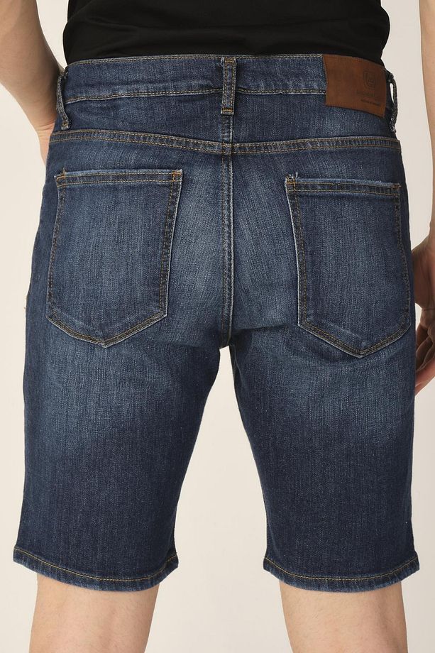 Erkek Lacivert Regular Fit Jean Şort - 5