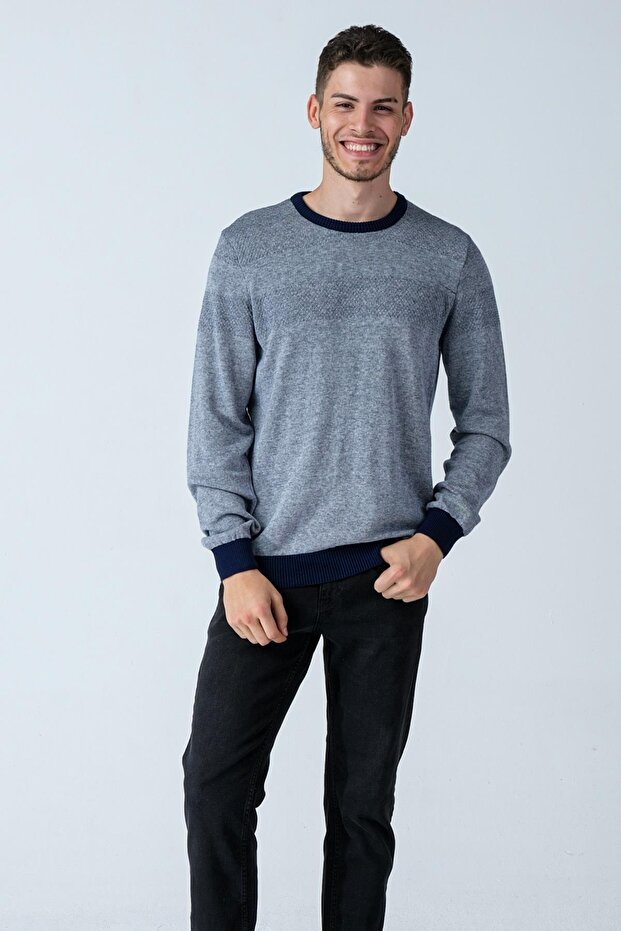 Patterned Crew Neck Sweater (E20-5122) - 2