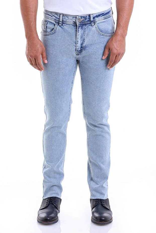 Blue Dynamic Fit Straight Cotton 5 Pocket Jeans