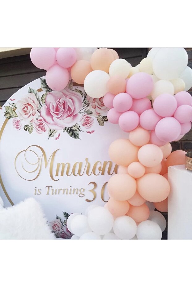 Pink Salmon White Mini Balloon Chain Set 50 Pieces Balloons and Chain