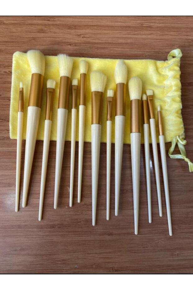 Cream Color Eye and Skin Makeup Brush Set of 13 - 2