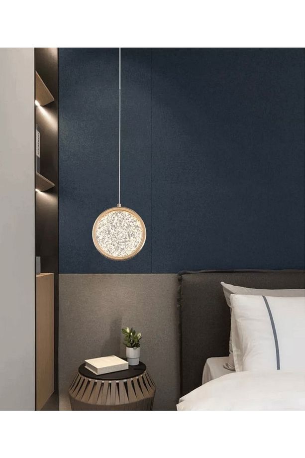 Luxury Exclusive Tekli Sarkıt Led Avize Gold Sarı Ledli Avize - 2